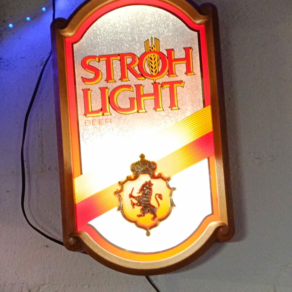 Stroh Light Beer Lighted Electric Wall Sign 120V Breweriana Advertising
